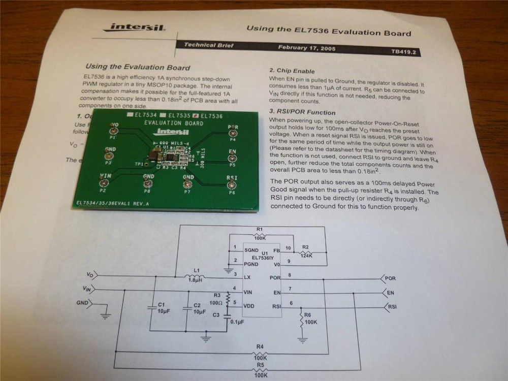 Intersil EL7536EVAL1 EVALUATION BOARD FOR EL7536 DC/DC Step Down Q41