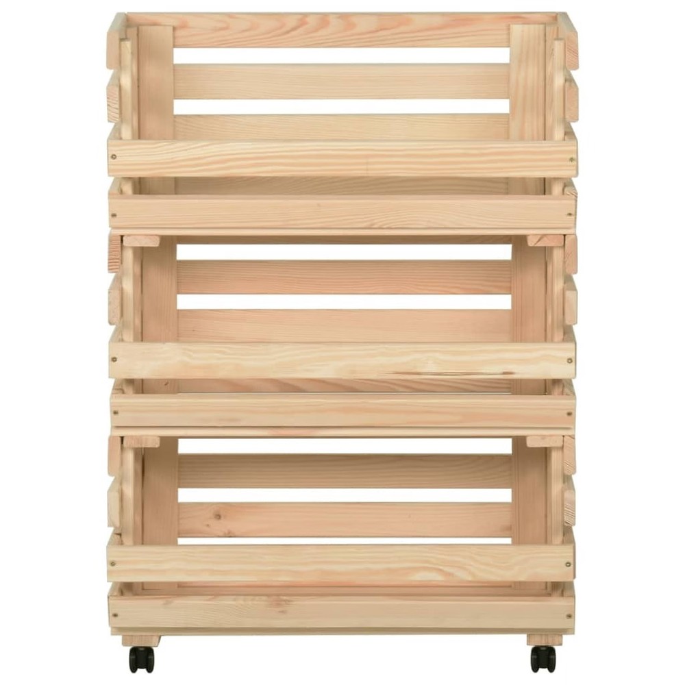 Vegetable Trolley 22.4"x11.8"x31.5" Solid Wood Pine