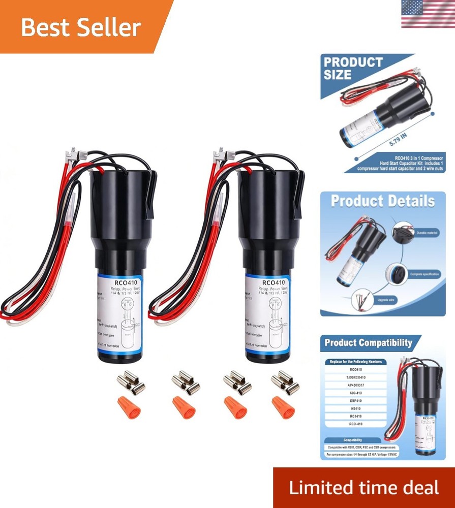 Complete RCO410 3-in-1 Hard Start Capacitor Kit with Quick Installation Support