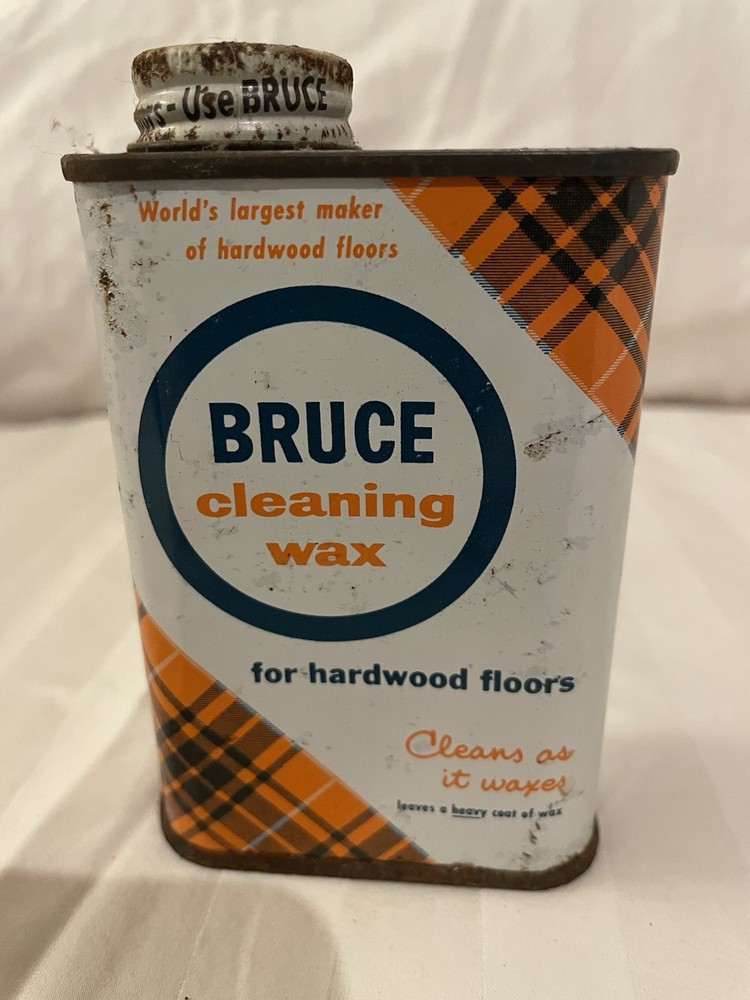 Vintage BRUCE CLEANING WAX Quart Tin - 6oz 3/4 Full (A6)