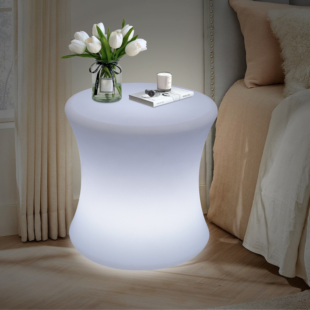 LED Drum-shaped Stool, Stool with Rechargeable LED Light, Ambient Lighting