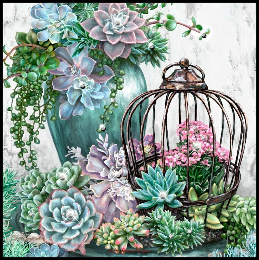 Counted Cross Stitch Kits Needlework Crafts DIY Chart - Succulent Garden