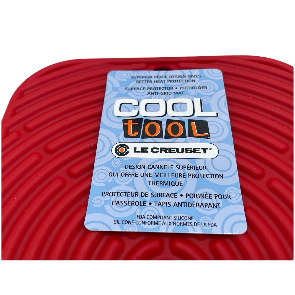 Le Creuset Red Silicone Trivet Mat Potholder Rectangular Hot Pad