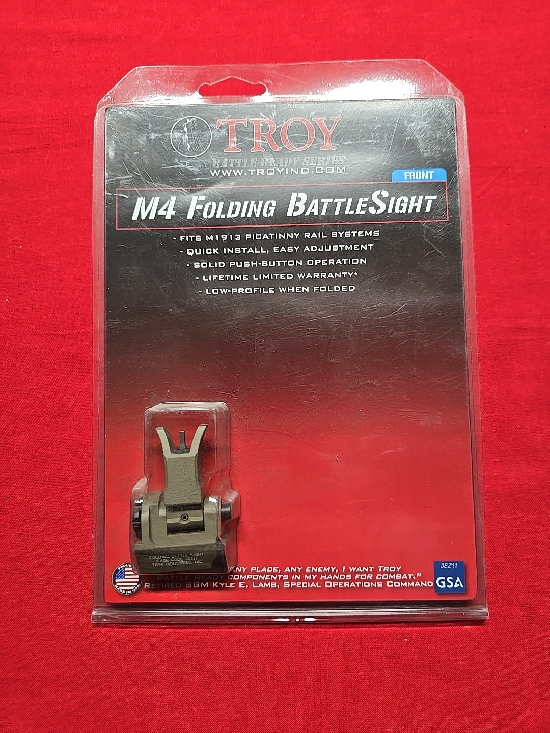 Troy Industries FRONT Folding Battle Sight Flat Dark Earth FDE M1913 Rail