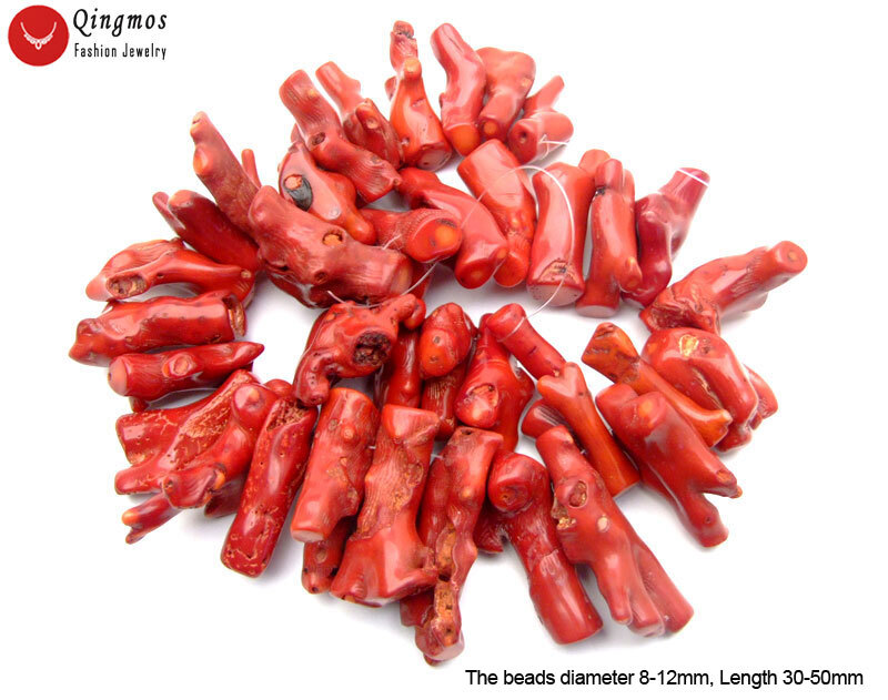 50-70mm Branch Natural Genuine Red Coral for Jewelry Making DIY Strand 15"