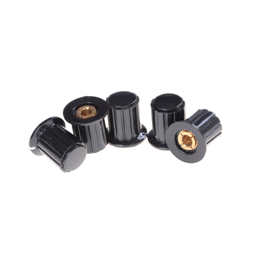 5Pcs Ribbed Grip 4mm Split Shaft Potentiometer Control Knobs Black B_z8