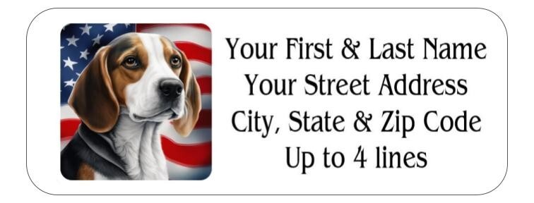 150 Beagle Dog USA Flag Mailing Return Address Labels Personalized