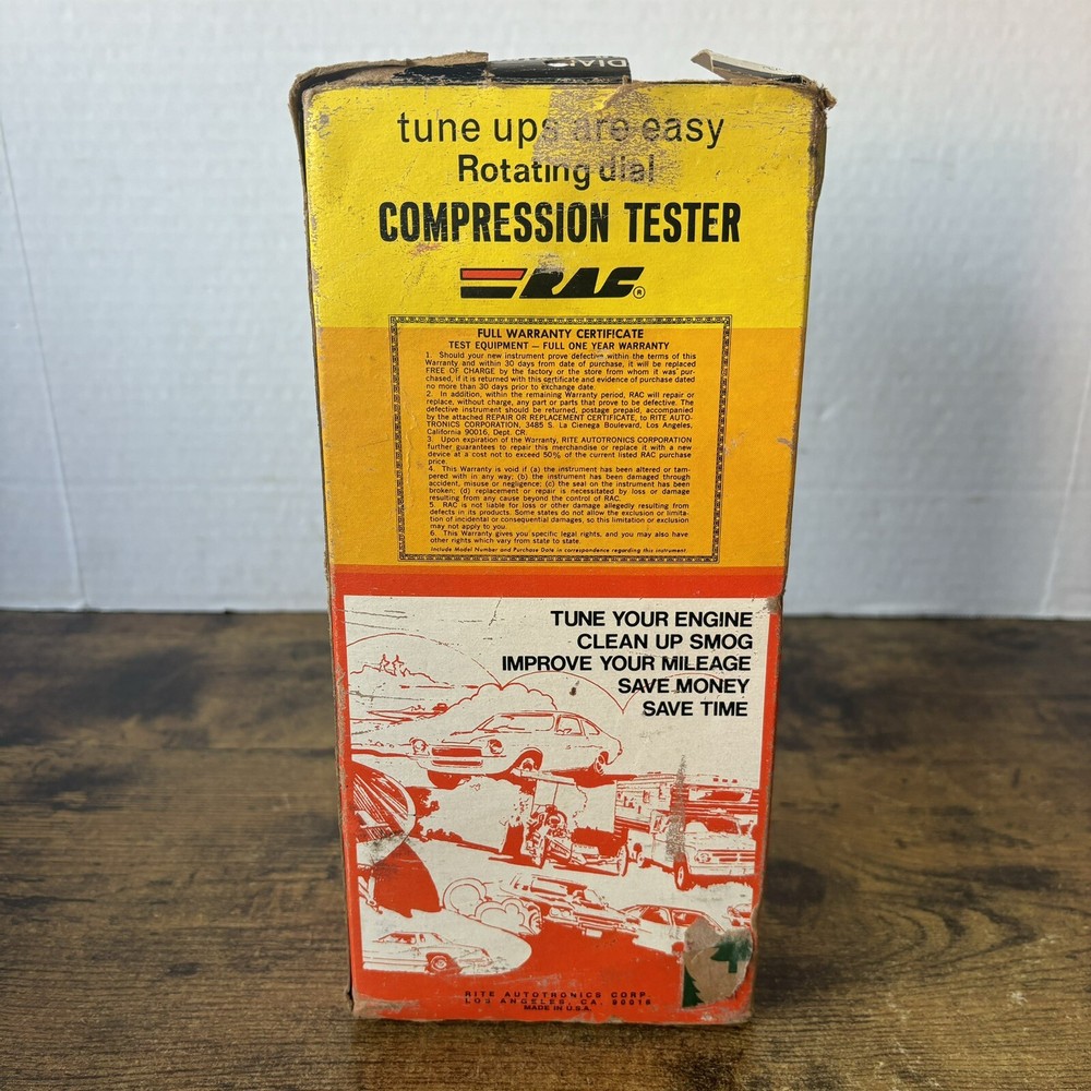Vintage Rotating Dial Compression Tester - 1976 RAC Rite Autotronics Model 1535