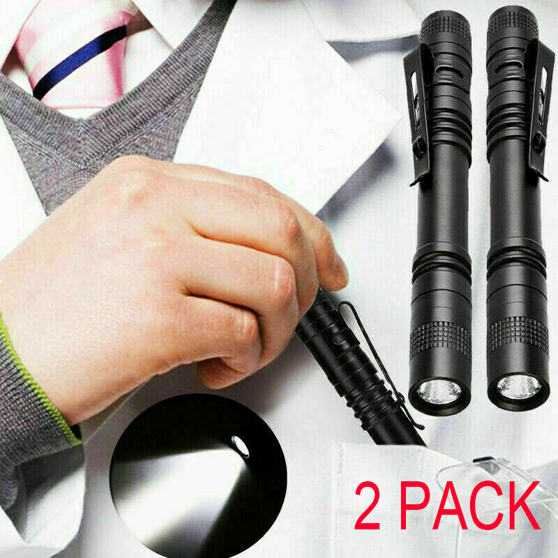 2x Mini Super Bright Small LED Torch Tiny Pen Light Camping Tactical Flashlight
