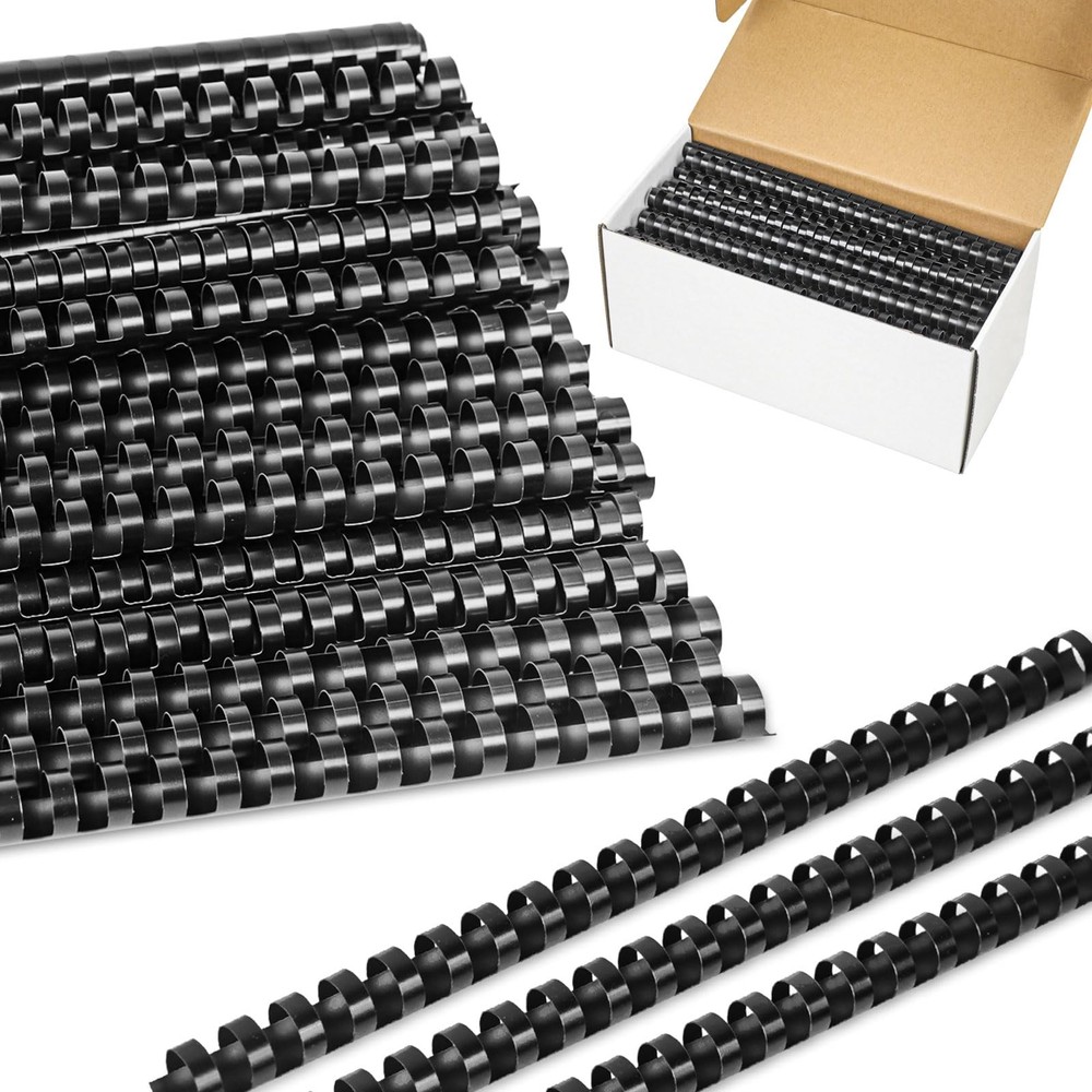 100 Pack Plastic Binding Combs, 5/8 Inch Diameter,120 Sheet inch, Black