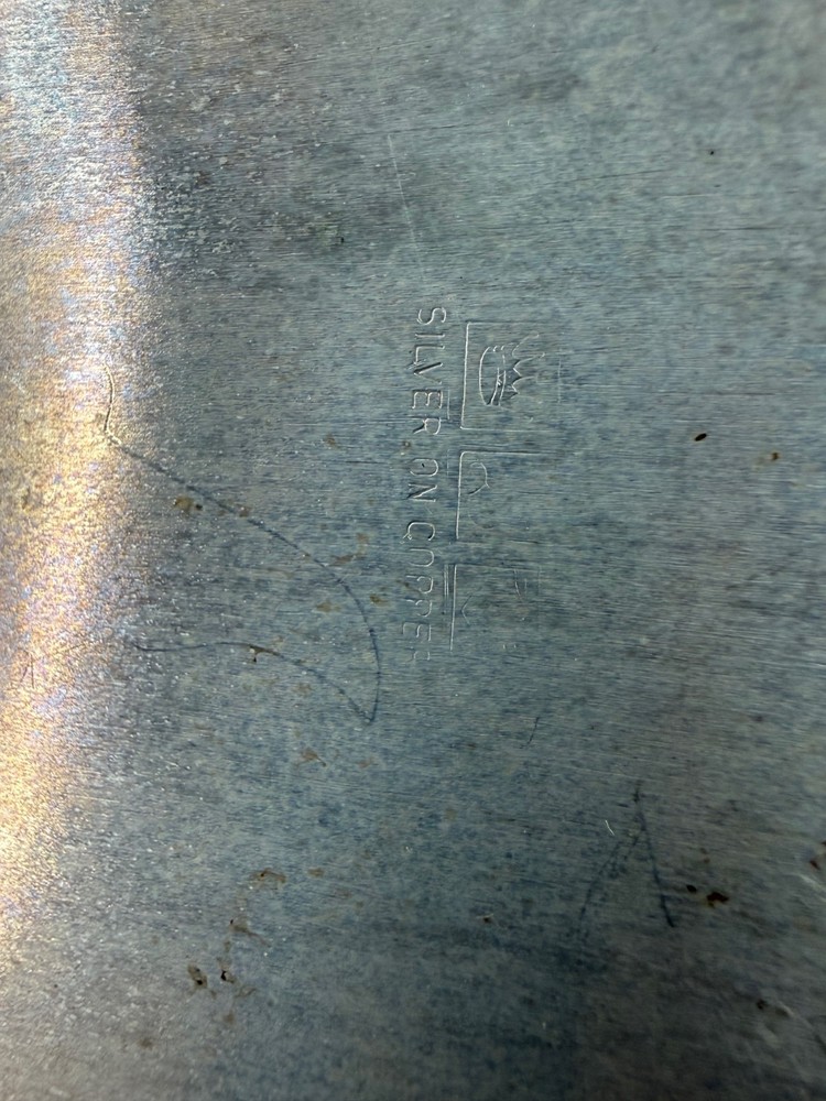 Vintage Silver Plated Copper Silver On Copper Ornate Engraved Serving Tray-25"