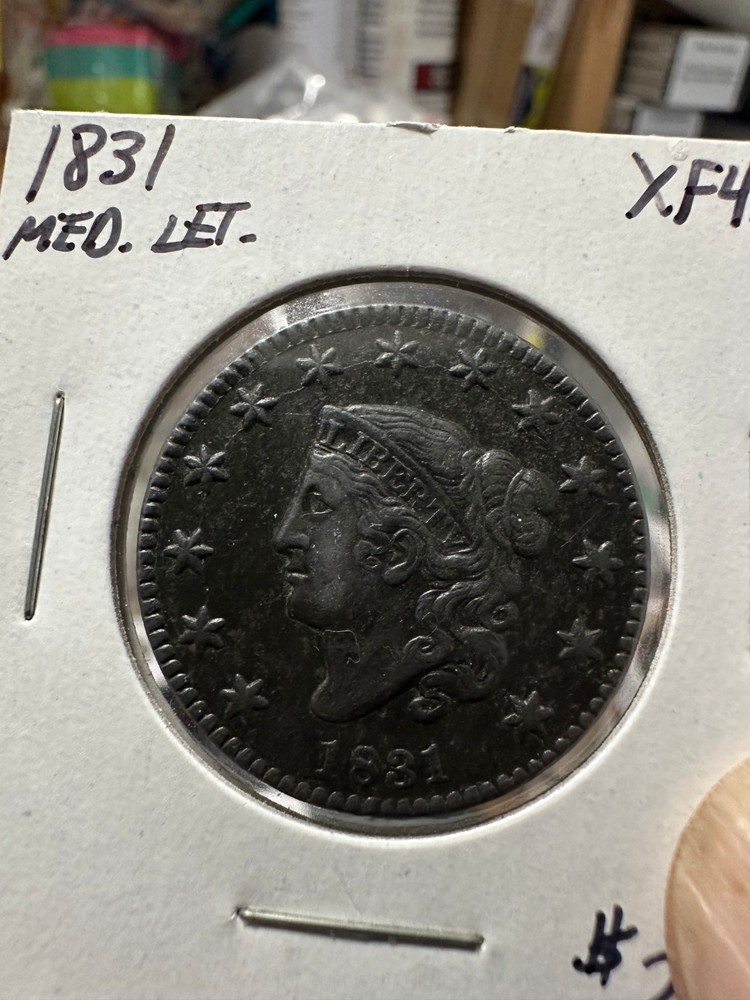 1831 large cent Medium Letters XF---AU