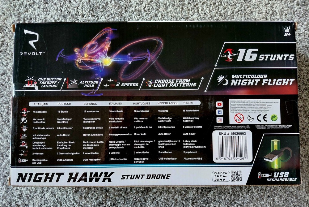 NEW - IN PACKAGE Revolt Night Hawk Stunt Drone.