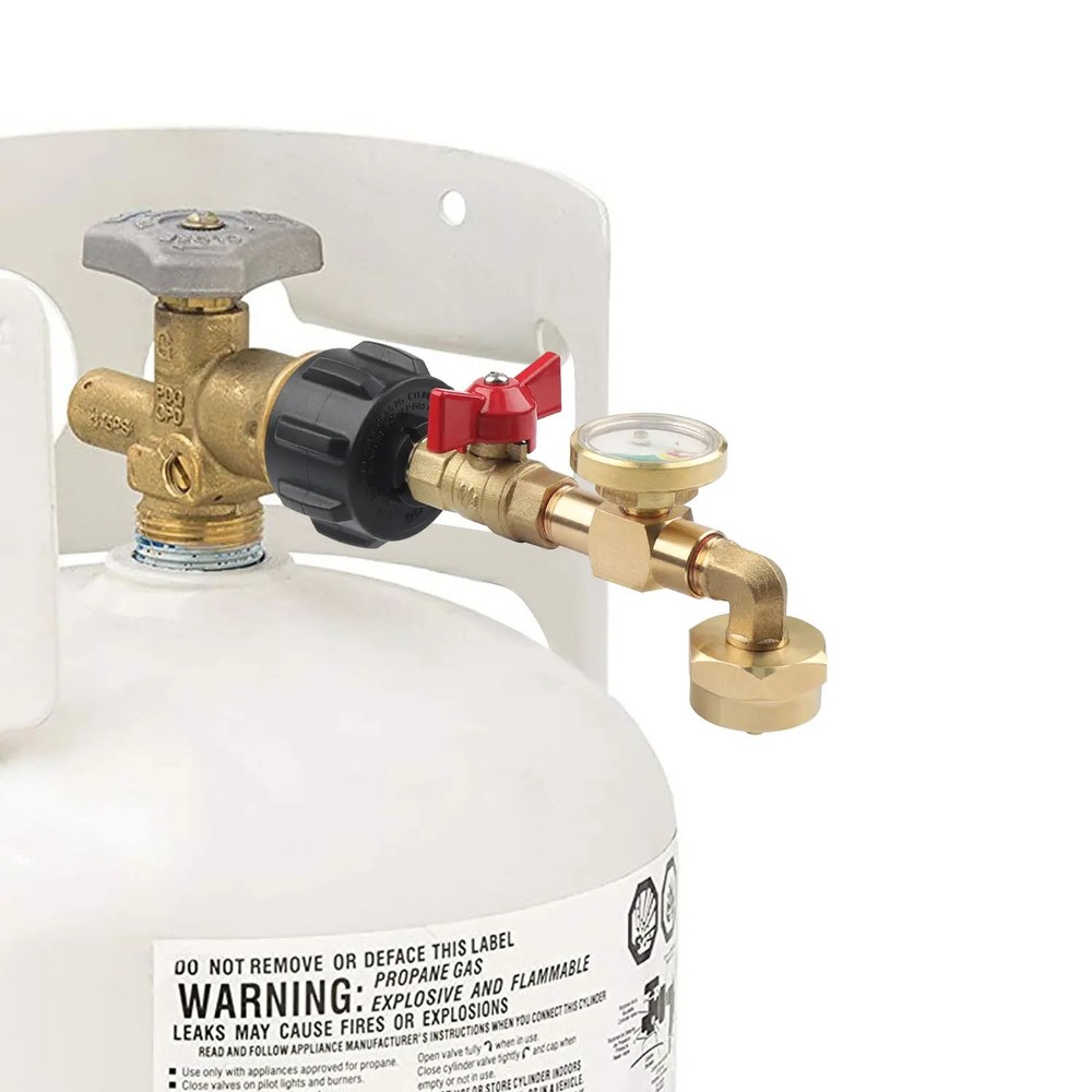 Propane Refill Adapter 20lb to 1lb, 90° Design, Quick & Smooth Refilling