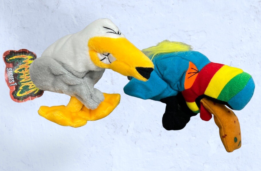 Meanies PETER GOTTA PEEGUL & HURLEY THE TOUCAN Plush  Series 1 NWT
