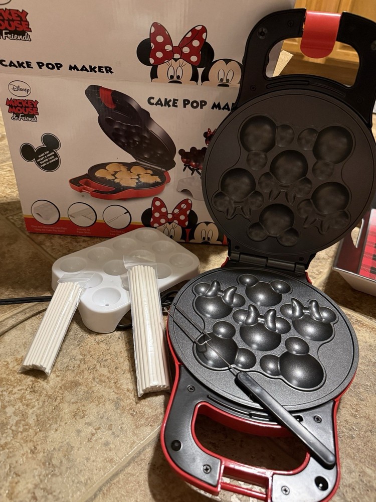 Disney Mickey Minnie Mouse Cake Pop Maker & Melamine Serving Tray Party Bundle