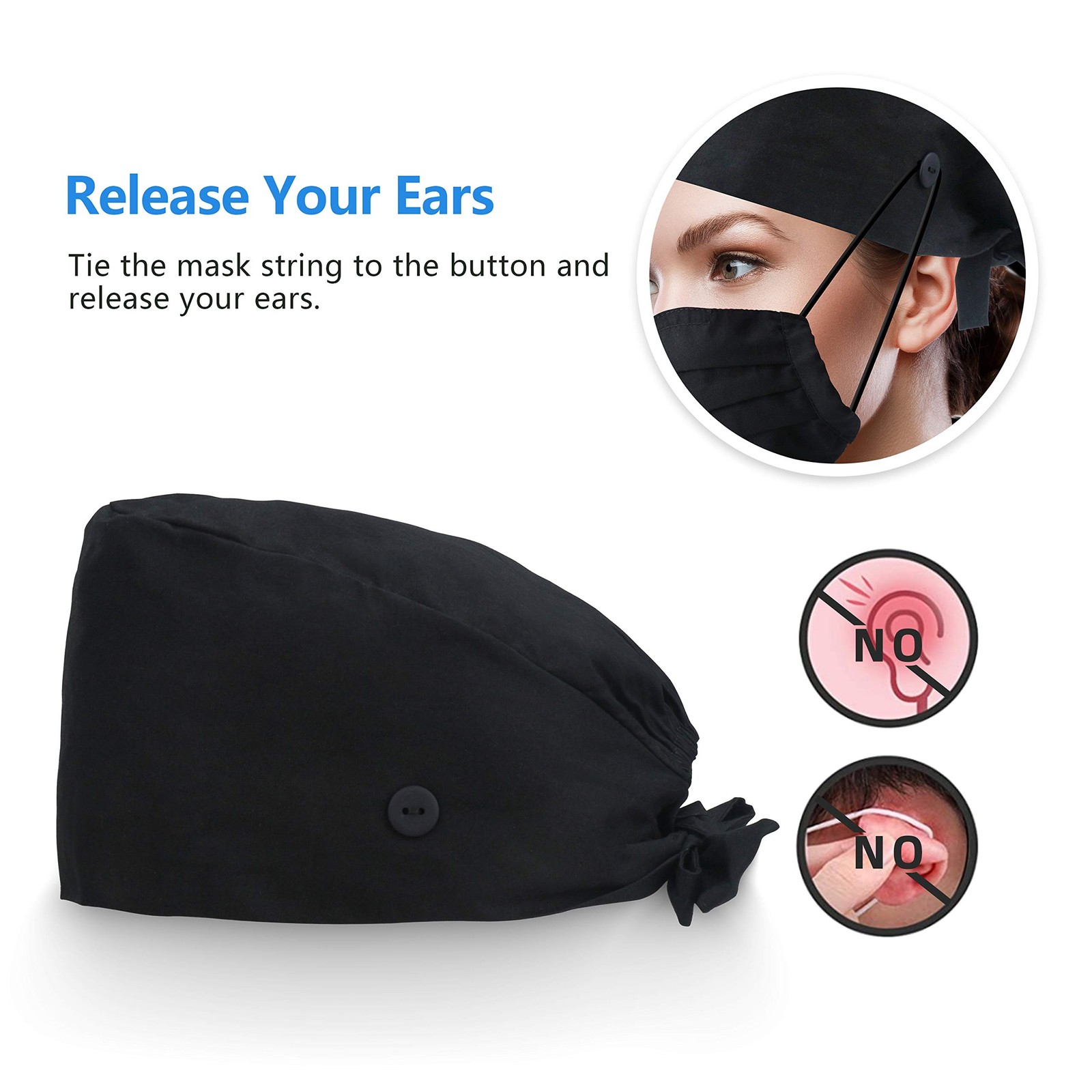 QBA Adjustable Working Cap with Button, Cotton Working Hat Sweatband, Elastic...