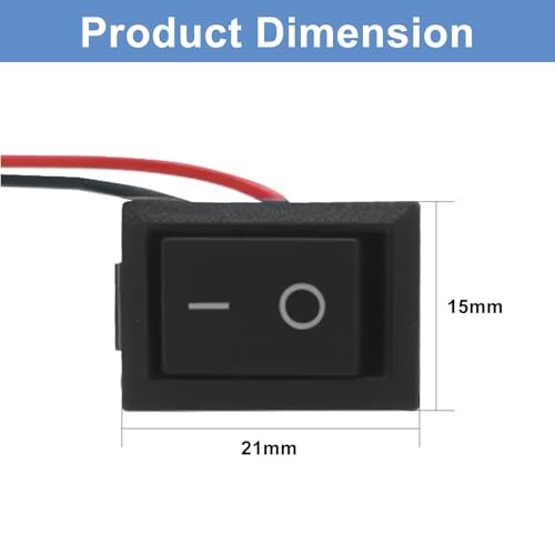 15 Pack Mini Rocker Switch, ON/Off 2 Pin 2 Position SPST Toggle Switch 15 PCS