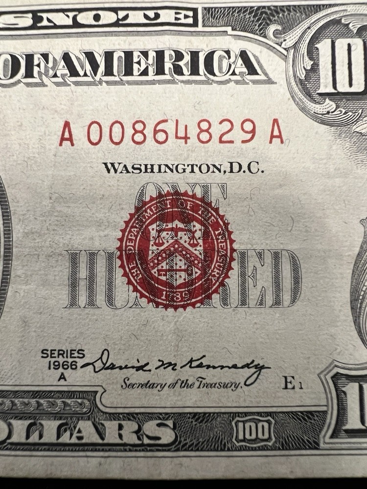 1966 A Red Seal 100 Dollar Note