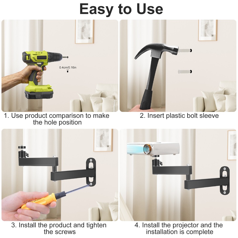 Universal Projector Ceiling Wall Mount 360° Rotation Foldable Projector Holder