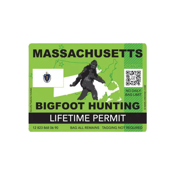Massachusetts Bigfoot Hunting Permit Sticker Decal
