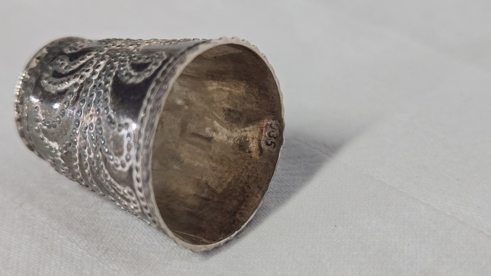 Antique 935 Silver Ornate Sewing Thimble
