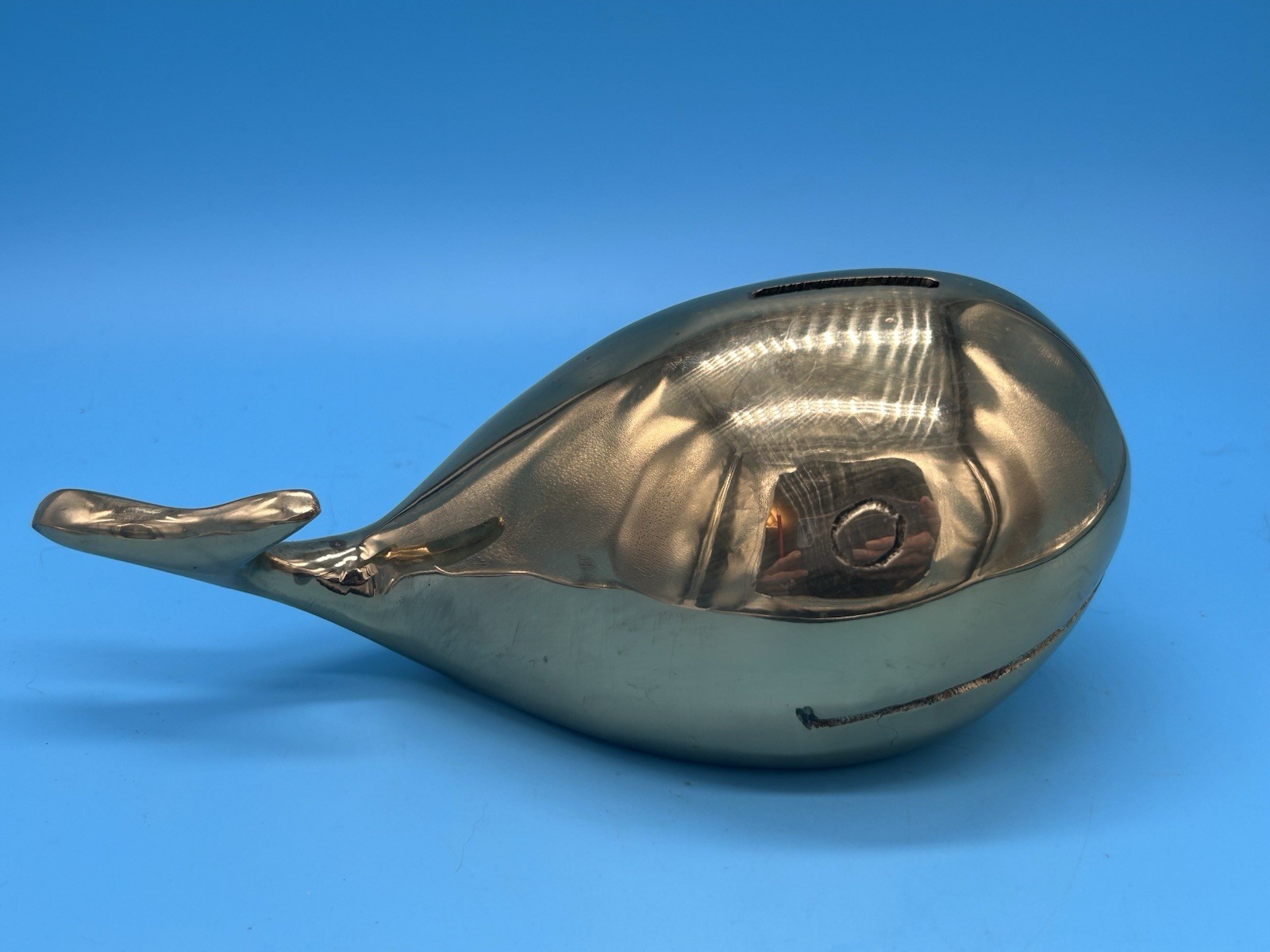 BRASS- Made in Korea Whale Bank, screw on base plate: screws are removable