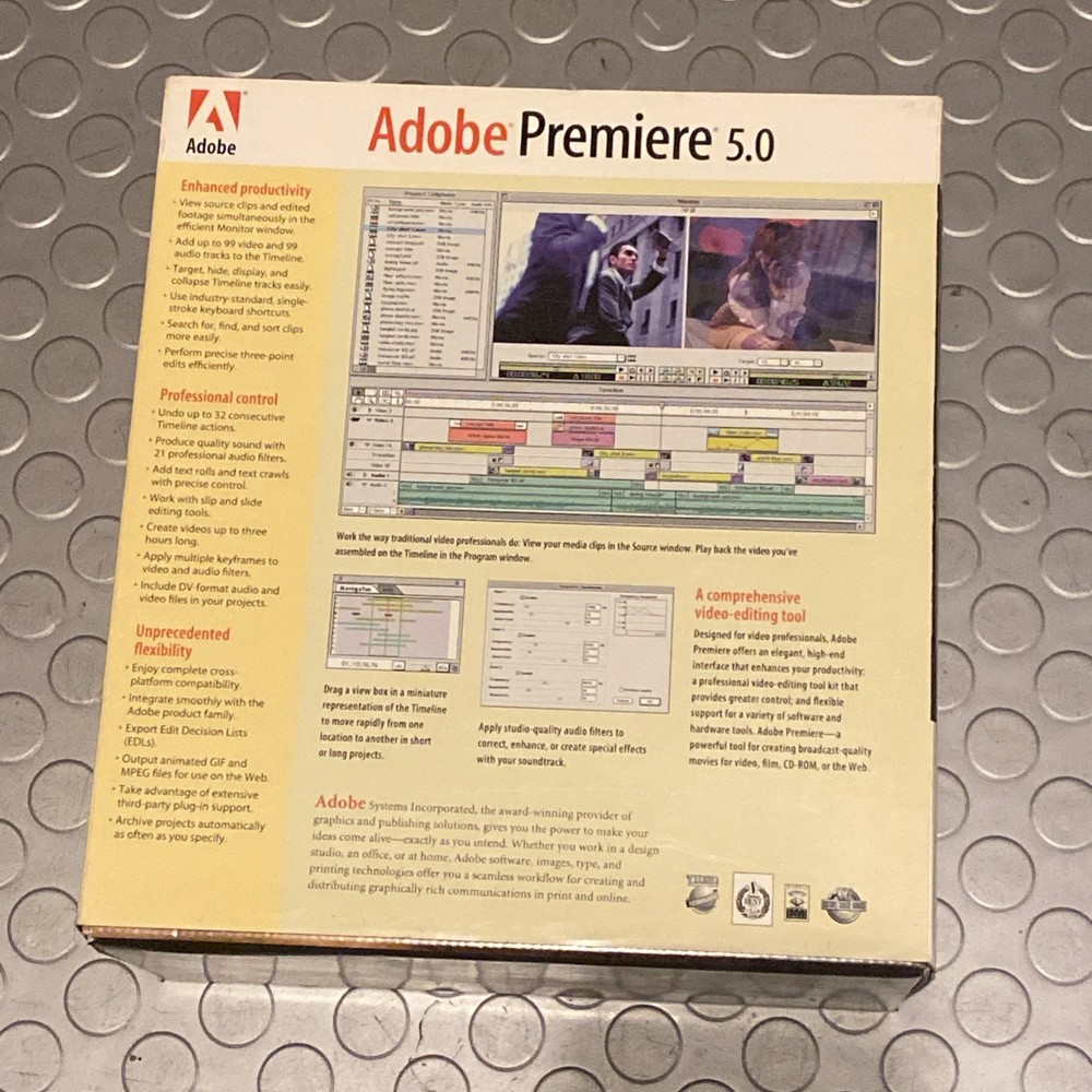 Adobe Premiere 5.1 for Macintosh Complete With CD, User Guide, Registration Card