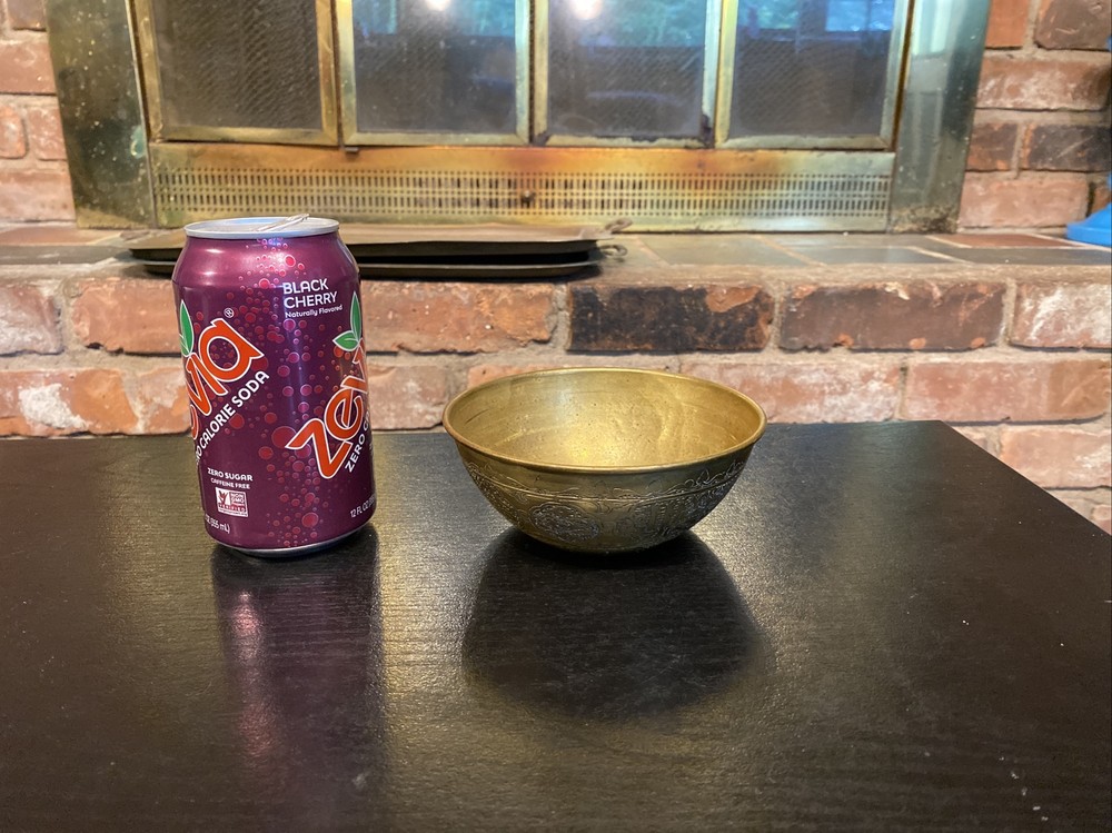 Antique Middle Eastern Islamic Arabic Script Brass Bowl