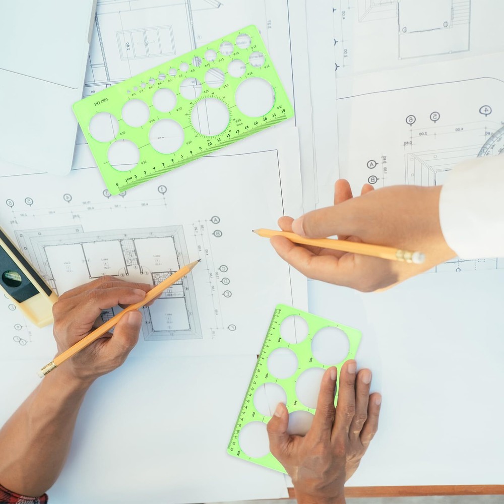 Circle Template for Drawing Drafting, 4Pcs Plastic Circle/Oval/Triangle Shape