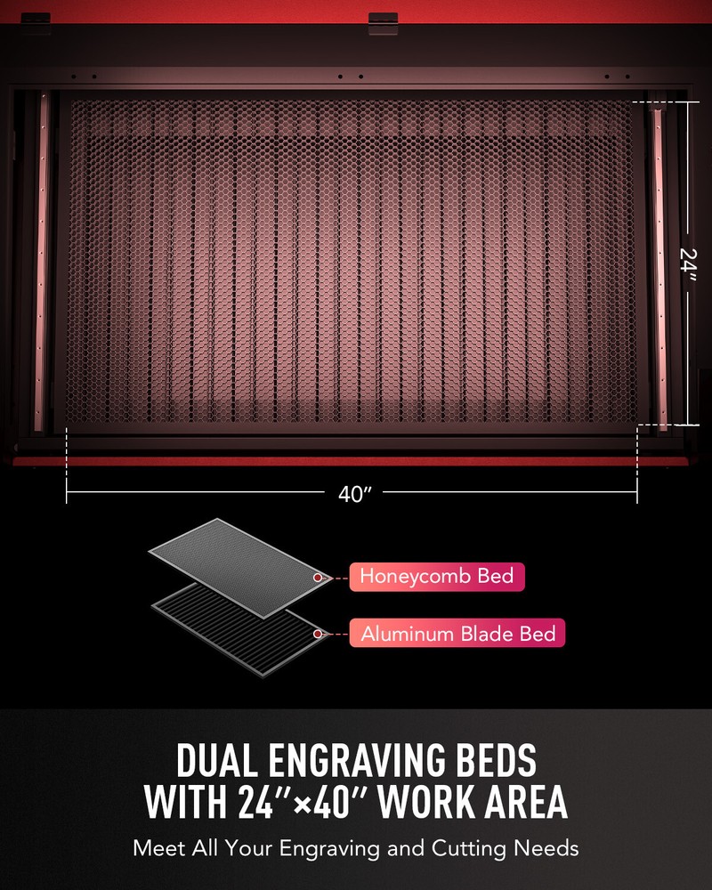 OMTech 100W 24x40 CO2 Laser Engraver Cutting Machine with Basic Accessories Pack