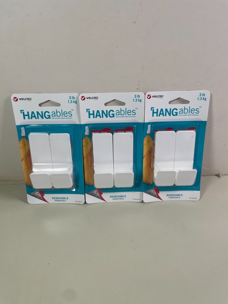 Velcro Hangables 3lb Removable White Wall Hanger (3x 2 Pack)
