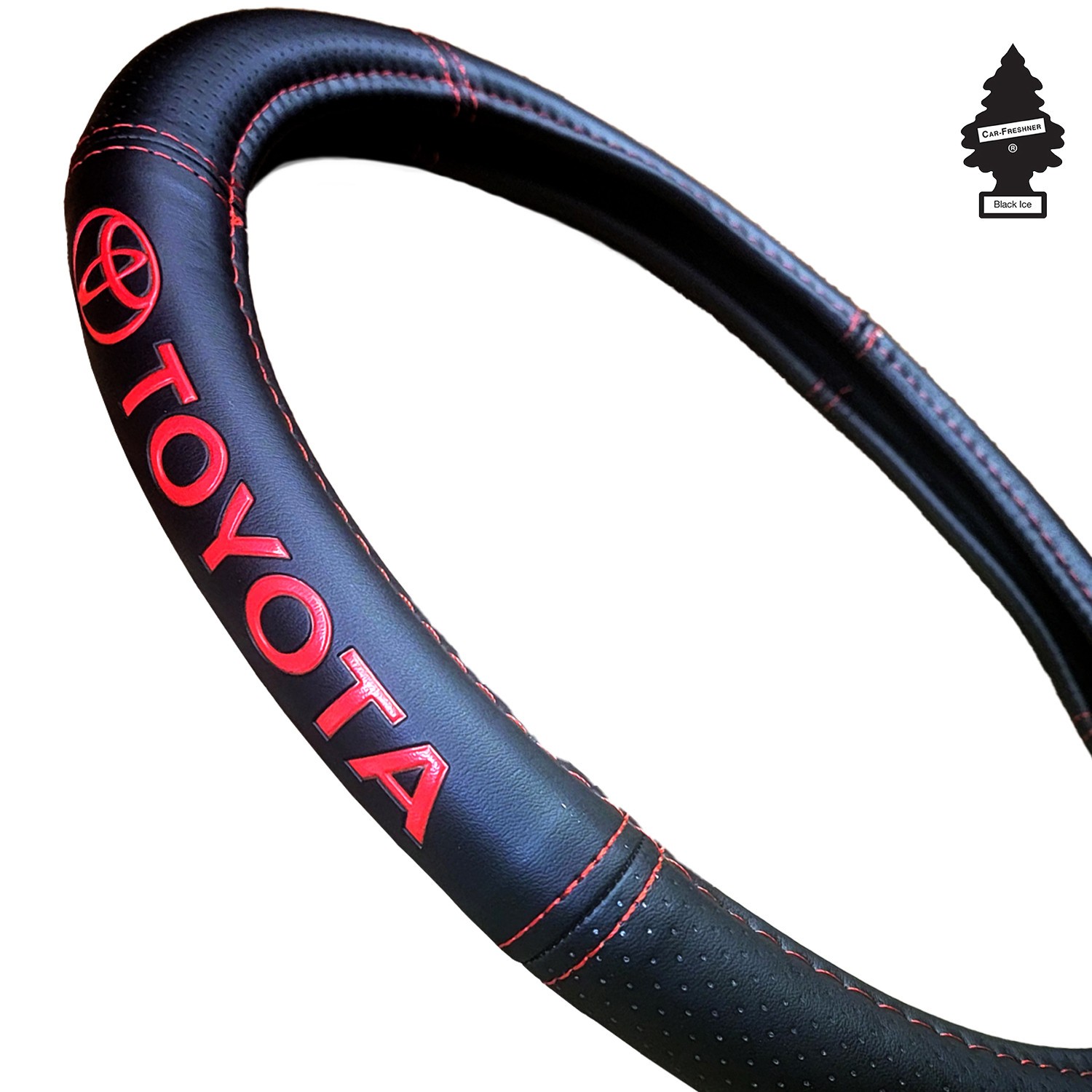 For Toyota Car Truck Steering Wheel Cover Premium Faux Leather 14.5"-15" Set