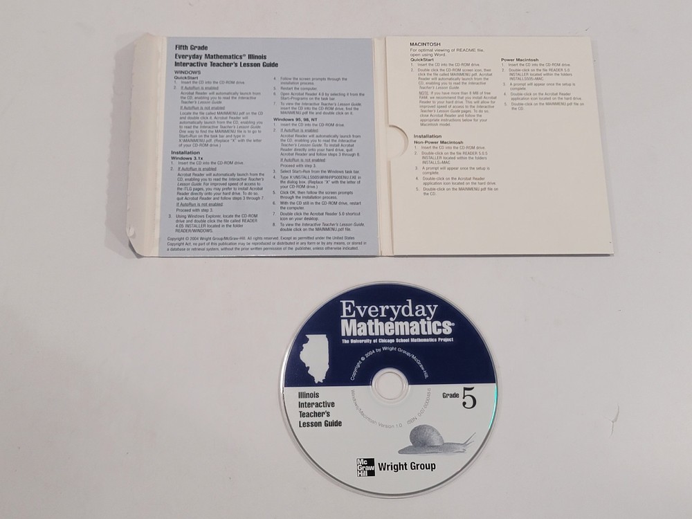 6 Mathematics PC CD-ROMs - Everyday Math Grades 1, 2 & 5, McGraw-Hill Math