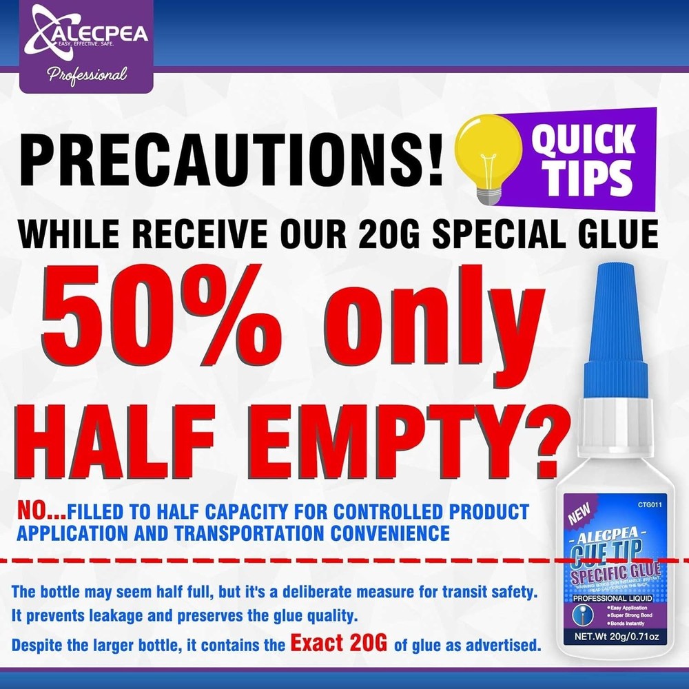 Quick Dry Pool Cue Tip Glue 20g - High Performance Adhesive for Repairs