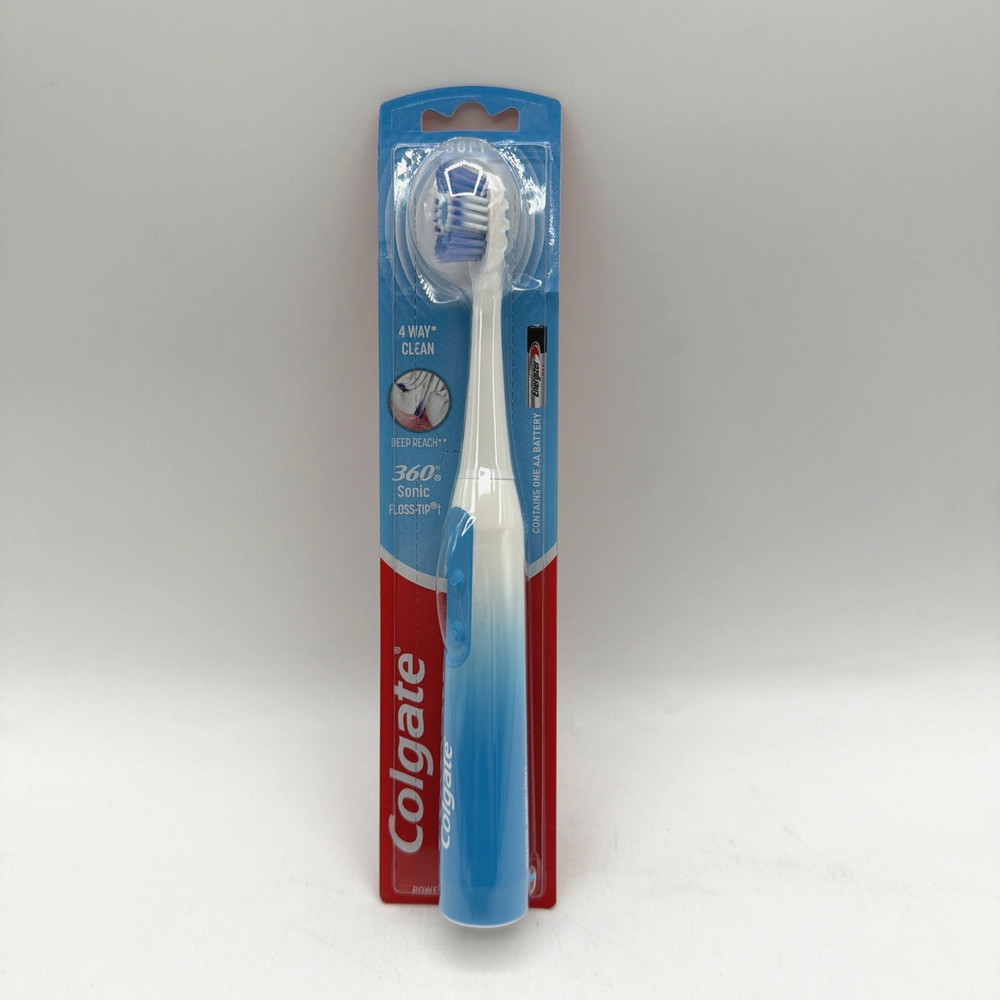 Colgate 360 Floss Tip Sonic Powered Battery Toothbrush Soft 2 Pack