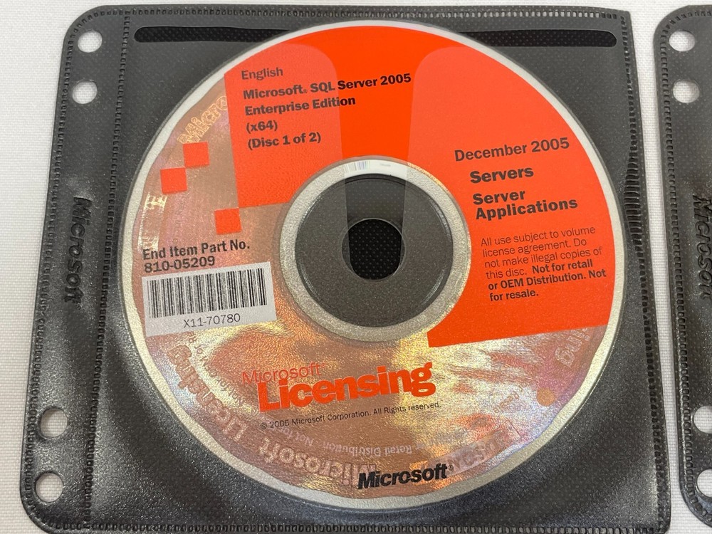 Microsoft SQL Server 2005 Enterprise Edition 4-Disc DVD Set Windows PC Software