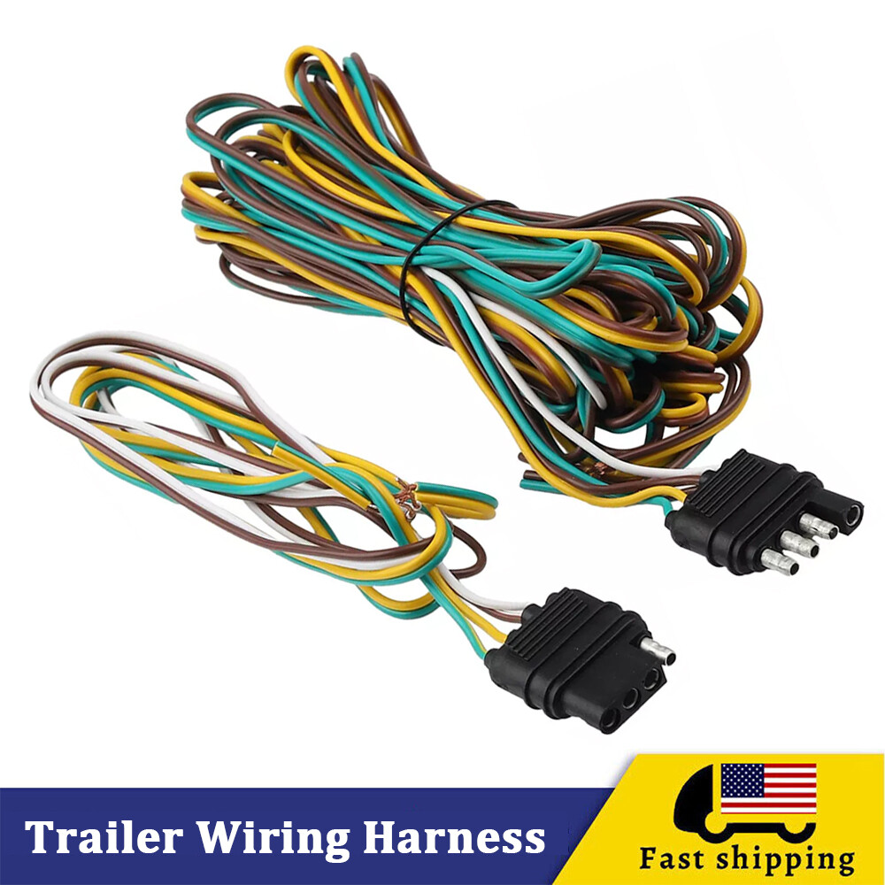 25' 4 Pin Flat Trailer Wiring Harness Kit Wishbone Style for Trailer Tail Lights
