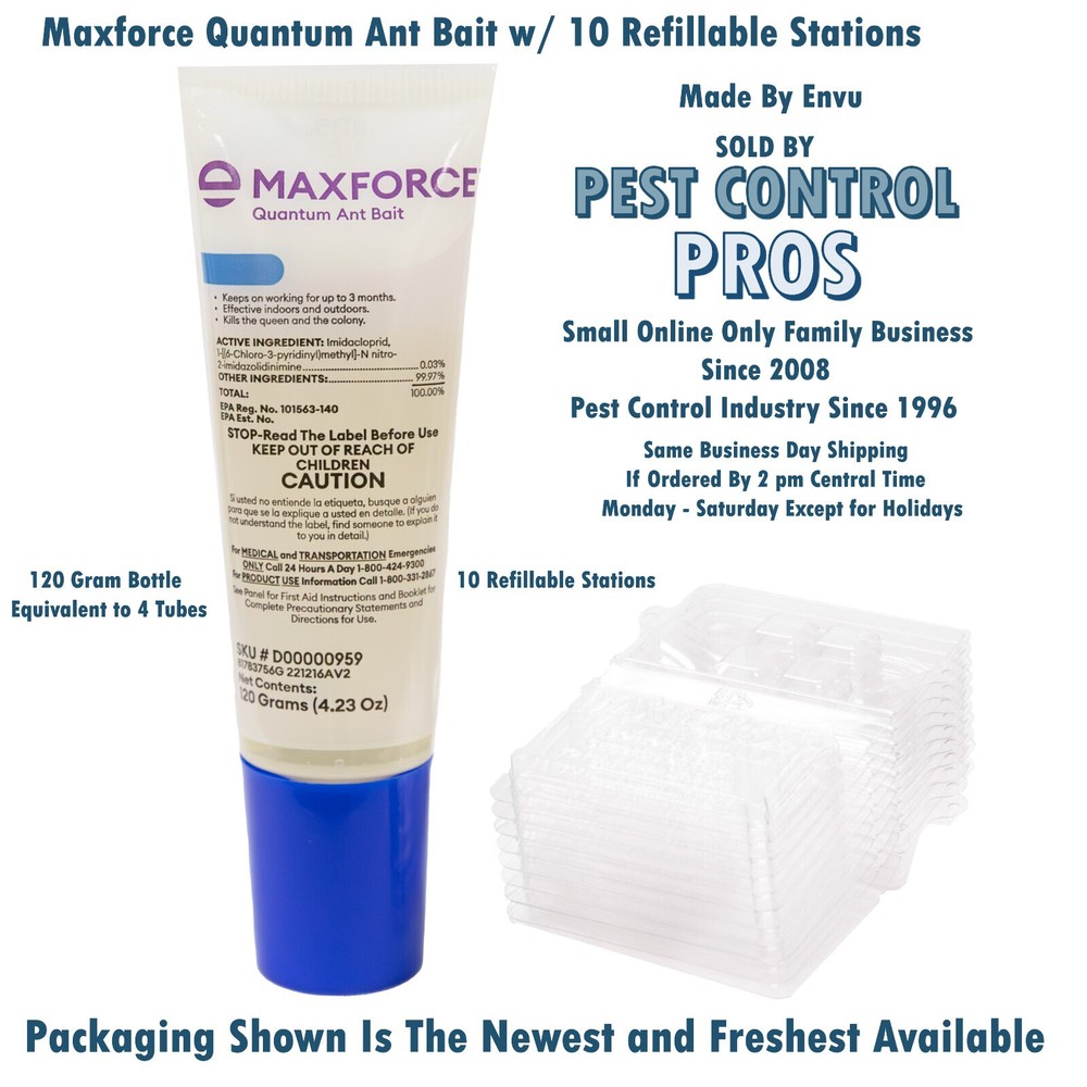 4 Tubes Maxforce Quantum Ant Control Bait w/ 40 Refillable Stations Pharaoh etc