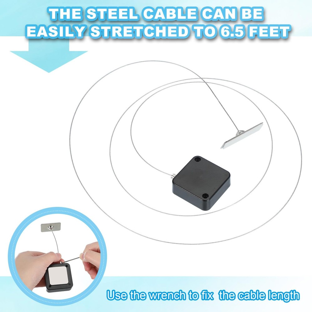 PATIKIL 3.3 ft Retractable Remote Control Tether, Square Iron Cap, Black