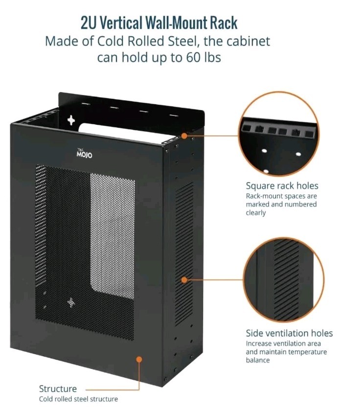 Tecmojo 4U Server Rack, Wall Mount Vented Enclosure For 19" It Equipment, 60 Lb