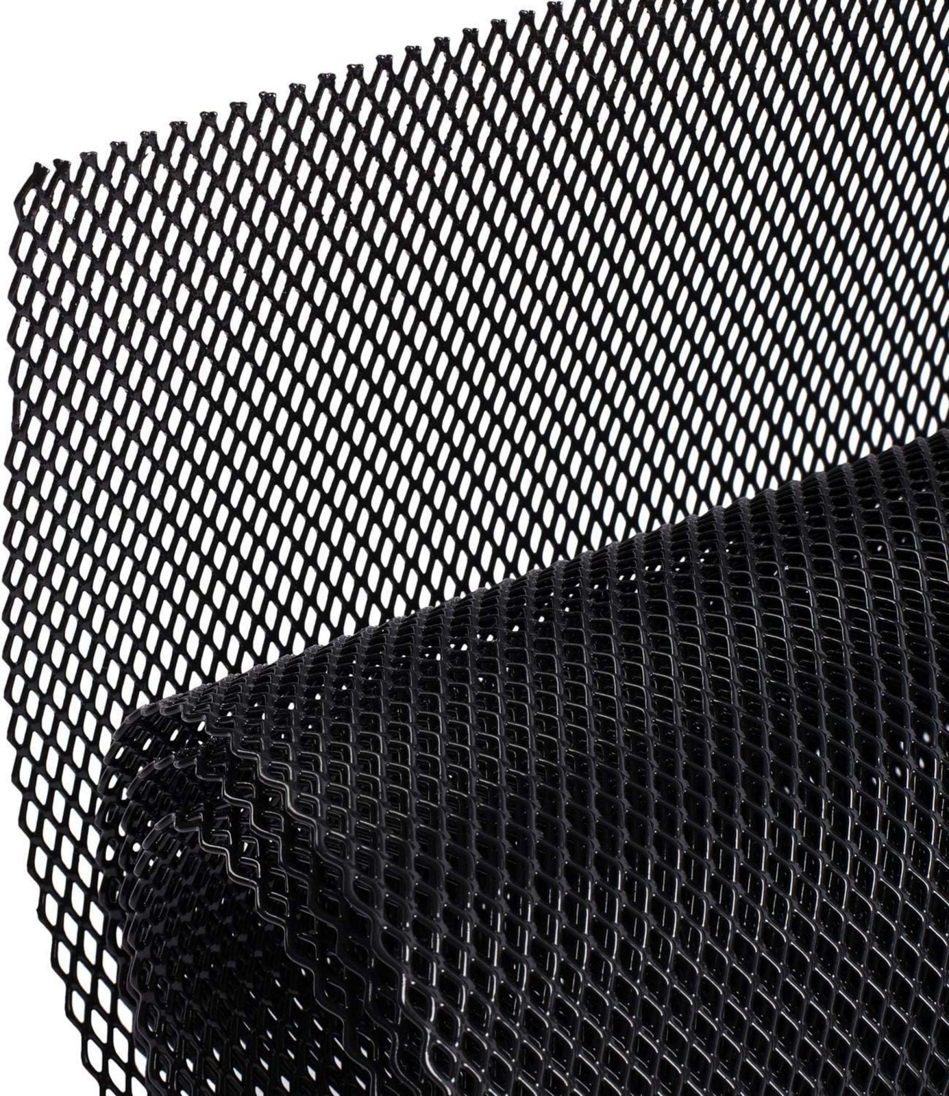 Universal Car Grill Mesh 40" x 13", Black-Painted 3 x 6mm Rhombic Hole black