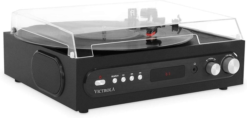 Victrola Bluetooth Record Player Belt-Driven 3-Speed Turntable Headphone Jack