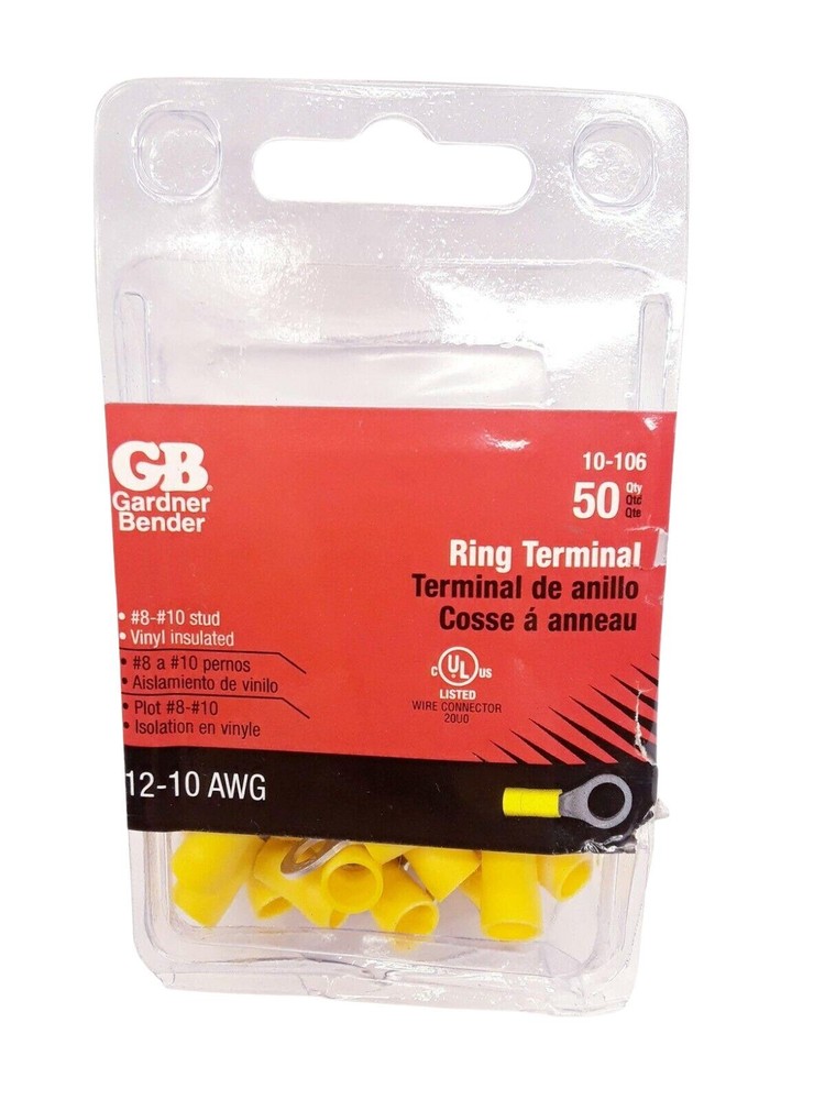 Gardner Bender 10-106 #8 #10 Stud Ring Terminal - Professional Grade Electrical