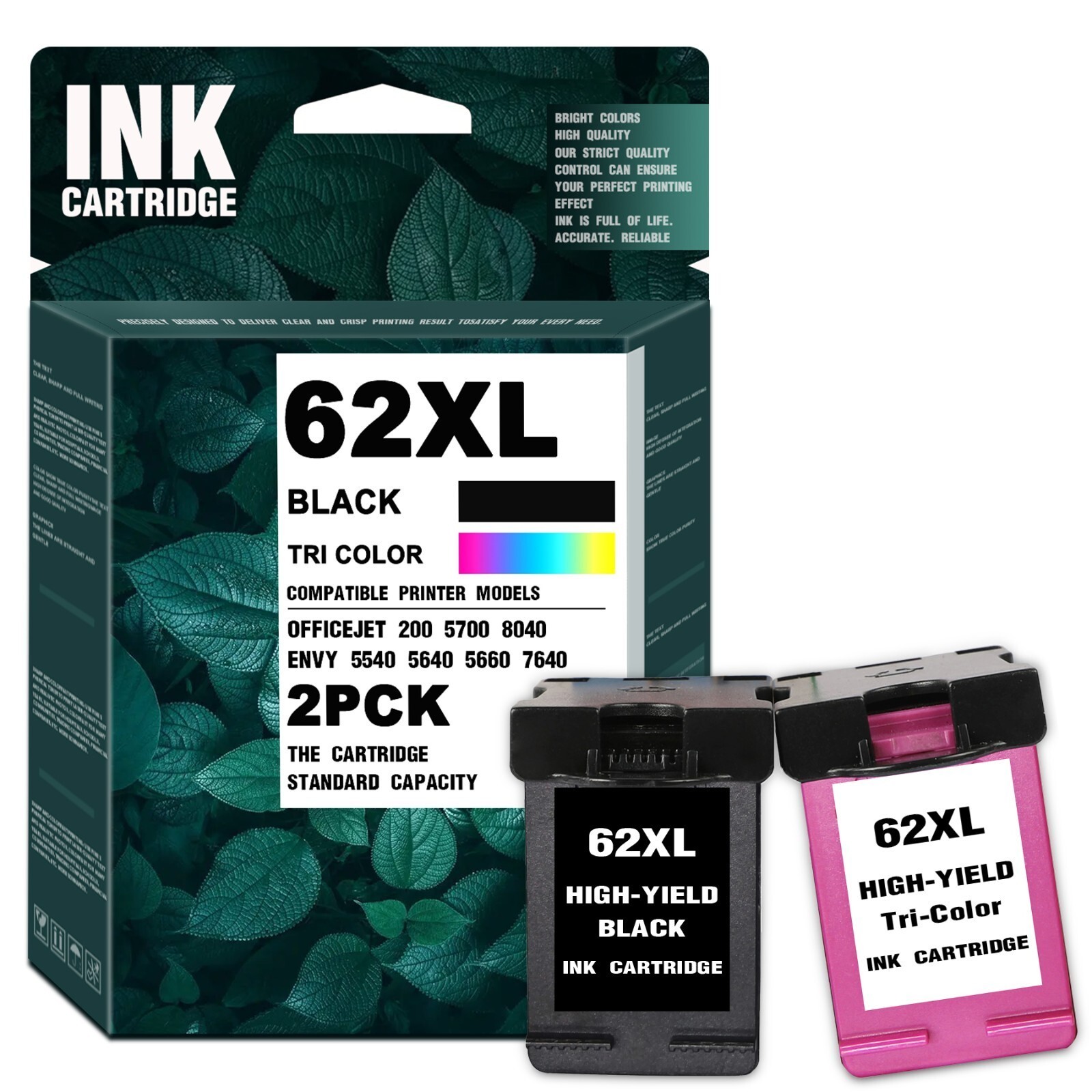 62XL Ink Cartridges Combo Pack for HP Envy 5663 5660 5540 7640 5740 5746