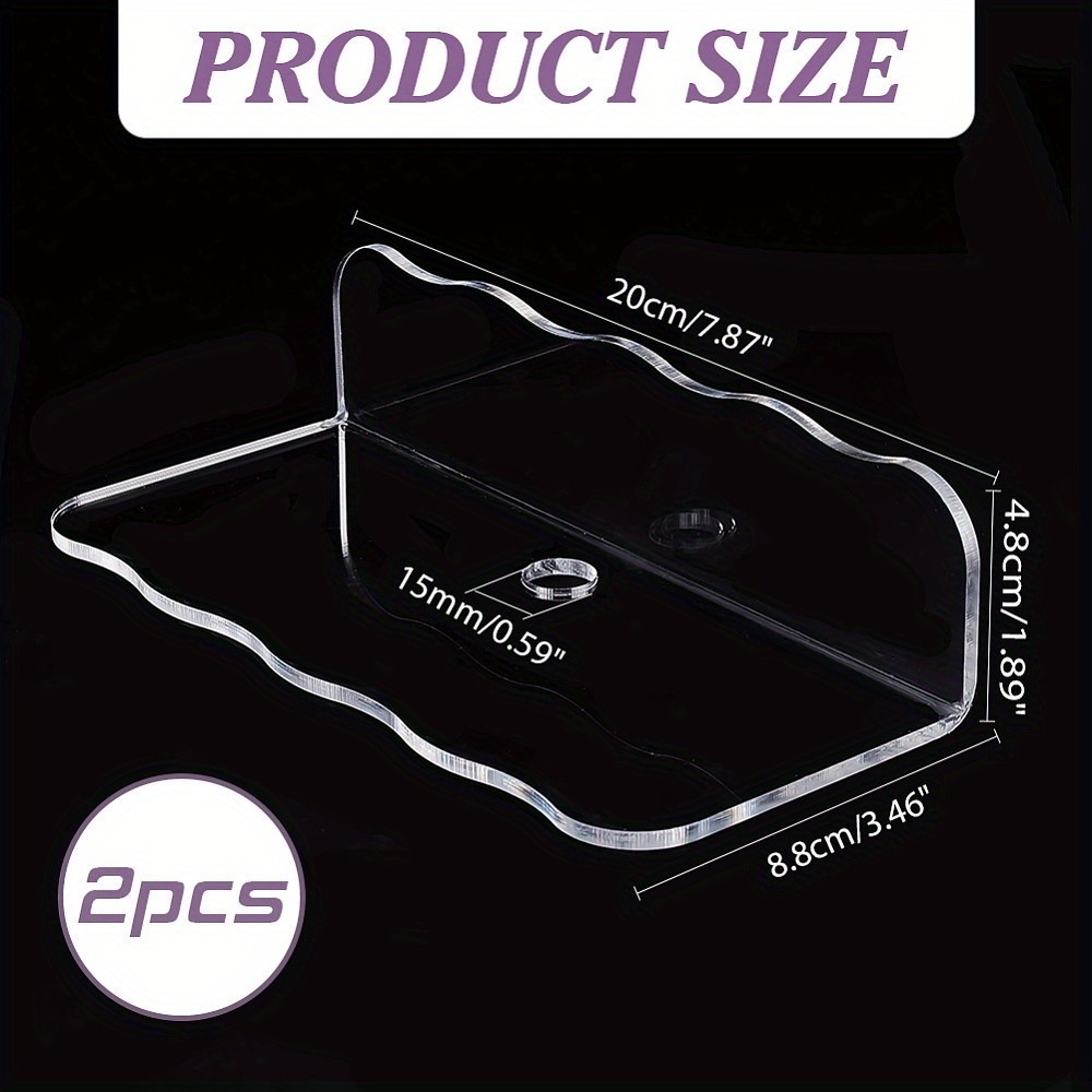2pcs Clear Acrylic Wall Corner Storage Rack Rectangle 88x200x48mm Storage Boxes