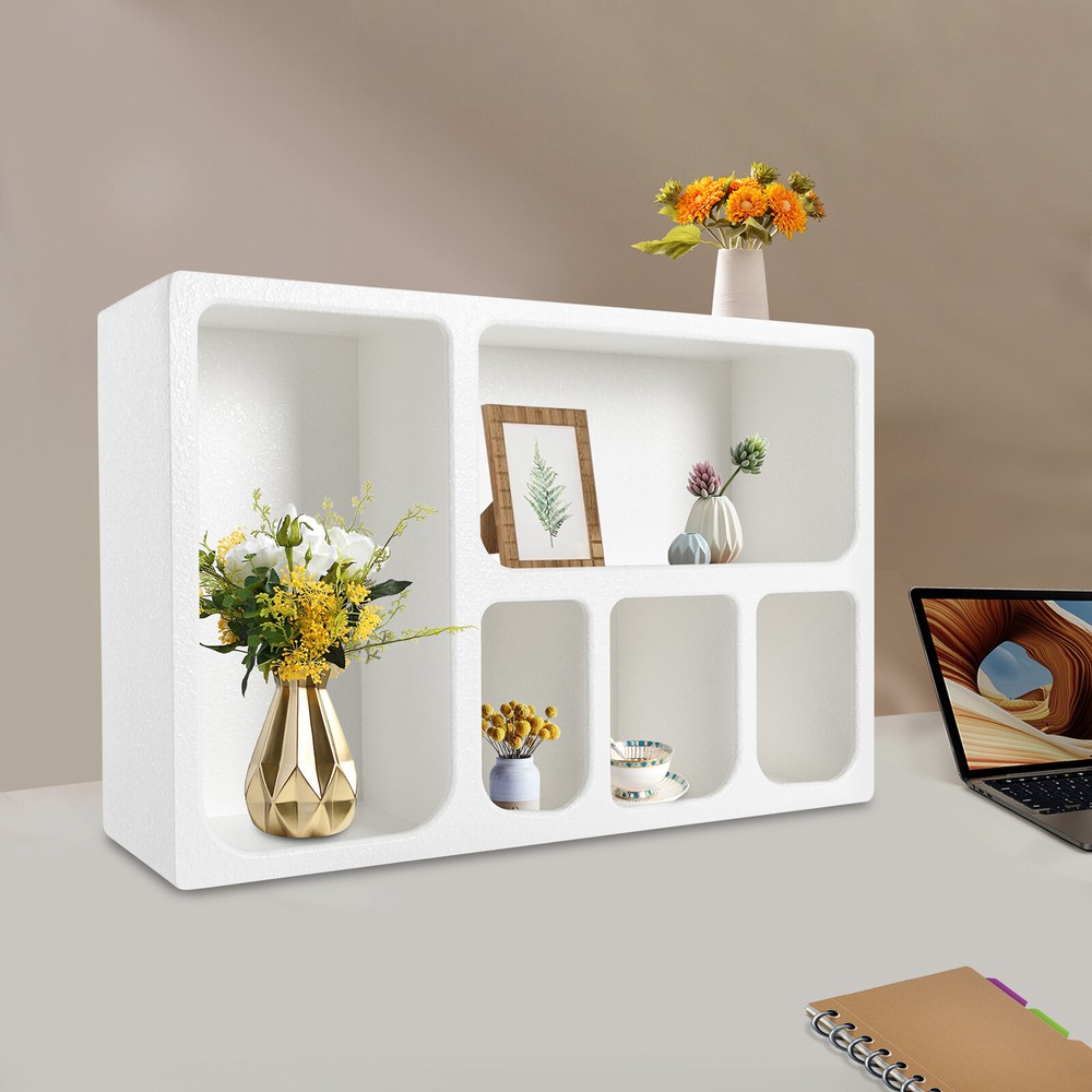 Storage Cabinet MDF Modern store frames Shelves for Home Decor 5 Compartments US