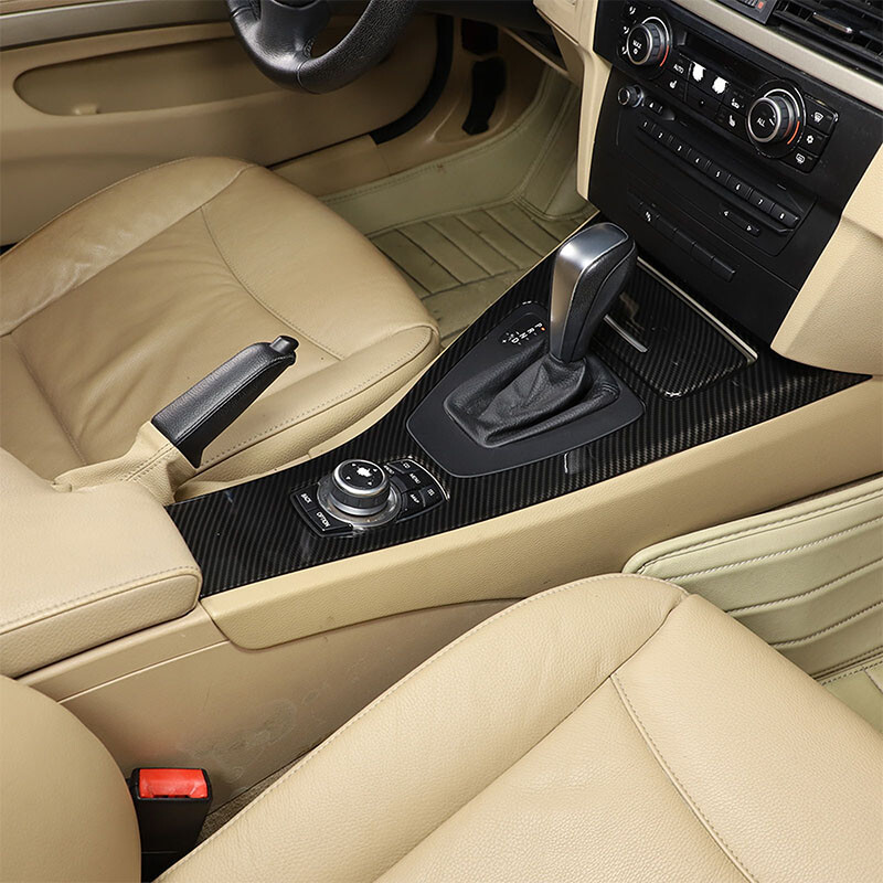 Carbon Fiber Look Center Console Control Panel Cover For BMW E90 E92 E93 08-2012