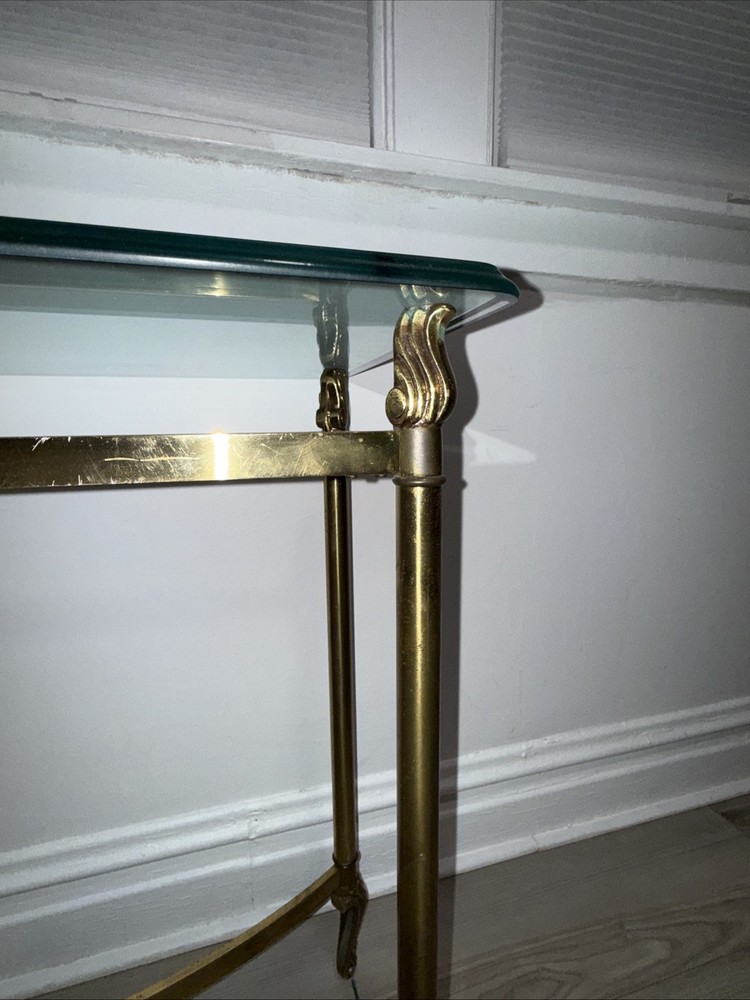 Solid Brass Beveled Glass Top Console Sofa Dressing Vanity Table