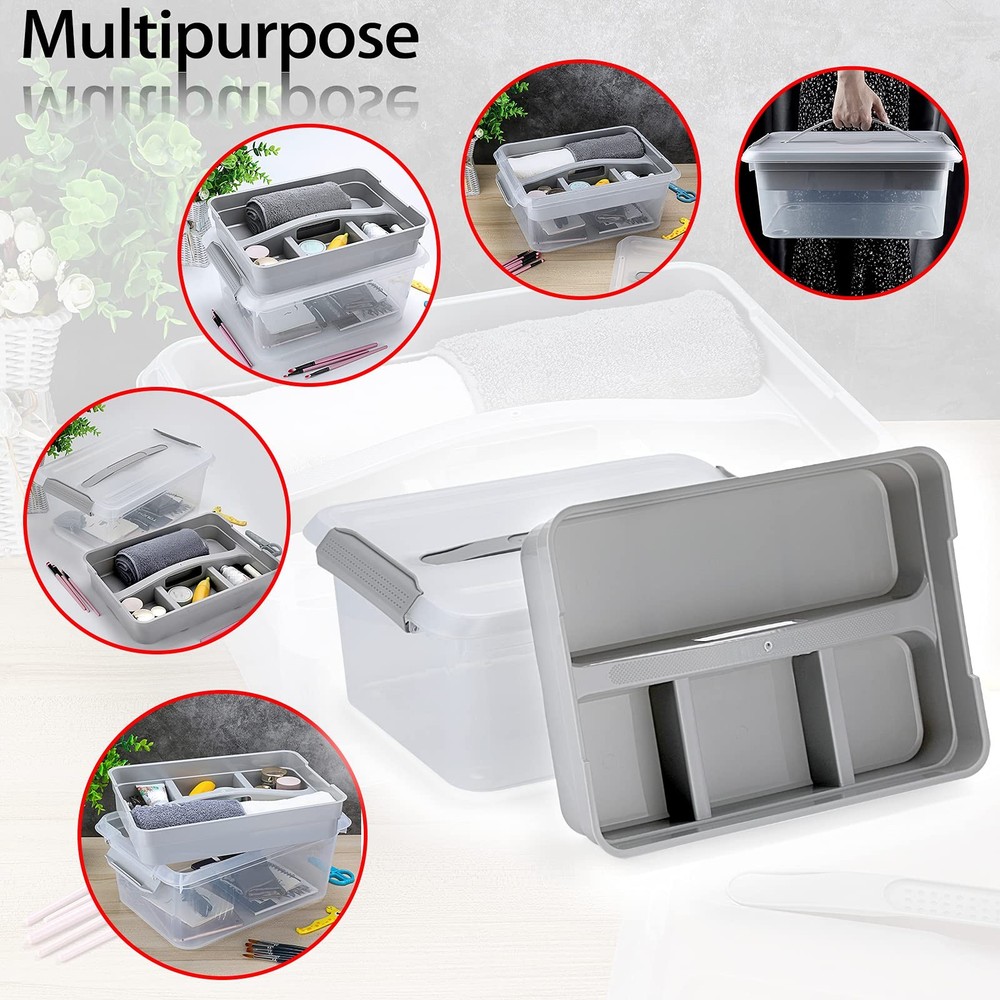 Stack & Carry , Clear Plastic Storage Container Stackable Home Utility with R...